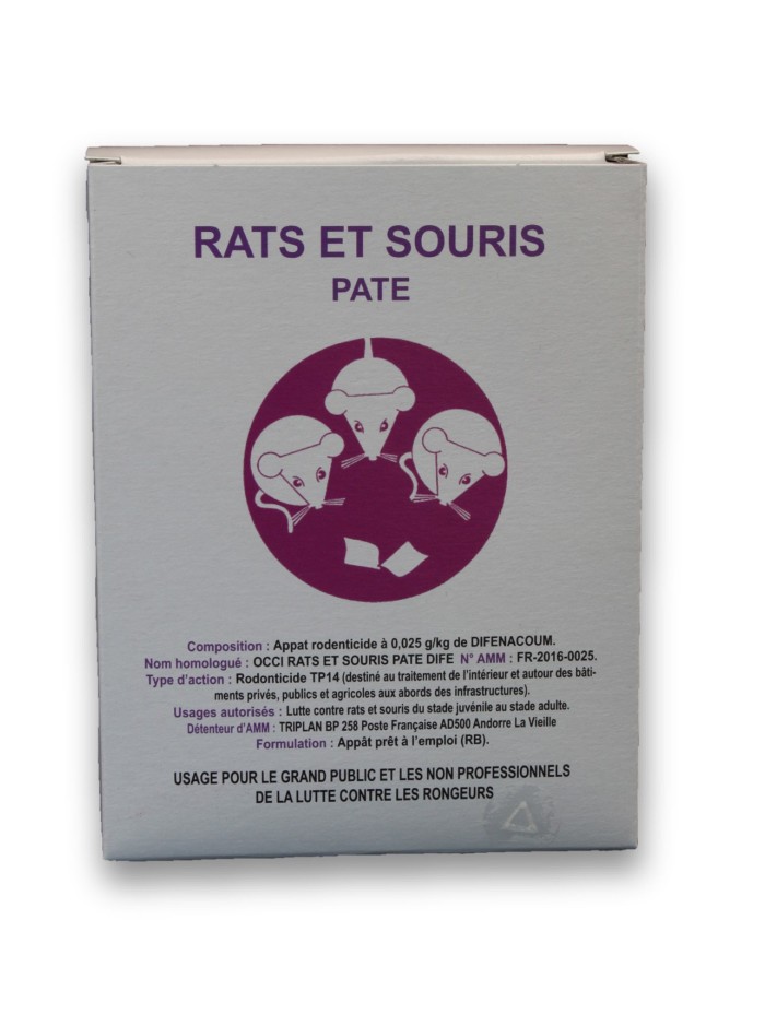 OCCI RATS ET SOURIS PÂTE difenacoum raticide souricide prêt à l'emploi -  Logissain